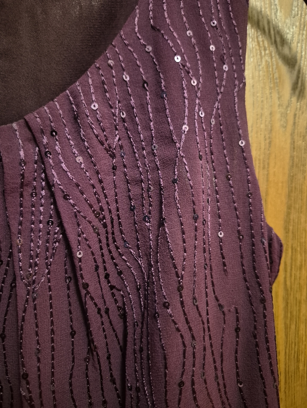 Talbots 100%Silk Fully Lined Plum Sleeveless Beaded Camisole Size 4 Excellent! - Picture 5 of 11
